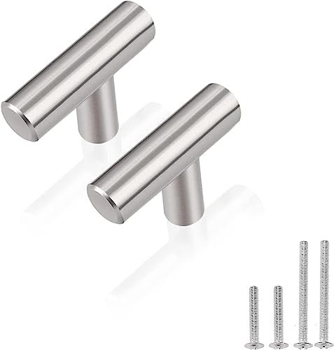 PinLin 5 Pack Cabinet Knobs - Brushed Nickel Kitchen Door Single Hole Stainless Steel Dresser Drawer