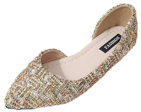 Scarpe Basculanti Donna Scarpe Donna con Tacco Scarpe Donna Mocassino Scarpe Prima Classe Donna Scarpe Antinfortunistiche Estive (Gold, 41)