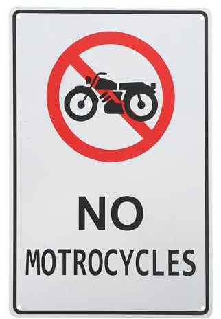 TOPPERFUN Panneau De Signalisation Sécurisé Avertissement Route Interdiction Motocyclettes Signalétique Haute Visibilité Pour Sécurité Routière