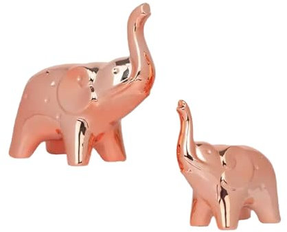 Moaobooh 2 Stück Elefant Statue,Wohnzimmer Deko Modern Figure,Dekoration für Wohnzimmer, Schlafzimmer, Büro, Bücherregal (Roségold)