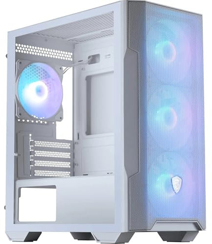 MSI MAG FORGE M100R WHITE PC Case - Micro-ATX Capacity, GPU Support up to 300 mm , ARGB Fans, Magnetic Dust Filters, Tempered Glass, 1-6 ARGB Control Board, USB 3.2 Gen 1 Type-A