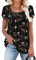 CHICZONE Women Petal Short Sleeve Blouses for Women Square Neck Shirt Tunic Tops for Leggings