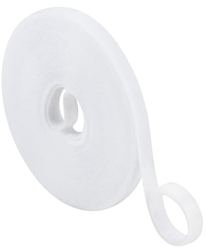 10m Klett Kabelbinder, 10mm Breit Kabelbinder, Weiß Klettband, Wiederverschließbar Klettverschluss Band, Weiss Klettkabelbinder für Kabel Organizer, Kabelmanagement, Cable Tie Tape white