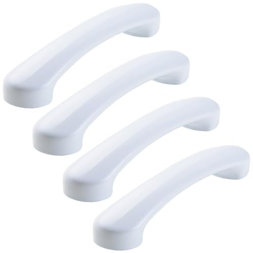 ZESLIV 4 Stück Möbelgriffe aus Keramik, Weiß 96mm lochabstand Bogengriffe, Keramikgriffe Geeignet für Möbel, Kommoden mit Schrauben, Schuhschränke