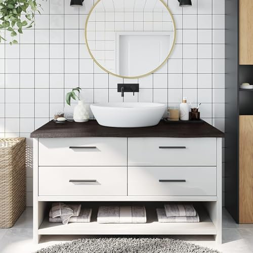 Iiaky Waschtischplatte Tischplatte Massivholz Waschtischplatte Holz Dunkelgrau 100x50x4 cm Massivholz Behandelt
