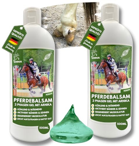Pferdesalbe Wärmend & Kühlend 2X 500ml Kühlgel Pferd mit Arnika Salbe I Wärmesalbe extra stark Pferdebalsam wärmend für Sehnen Bänder Muskeln I Gel entspannt mit Kräuter Minze Eukalyptus Menthol
