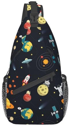 JUZGTSIT Sportball-/Baseball-Schultertasche für Herren und Damen, Mehrzweck-Umhängetasche, verstellbare Schultertasche, Brusttasche, Solar P-Lanets Astro, One size
