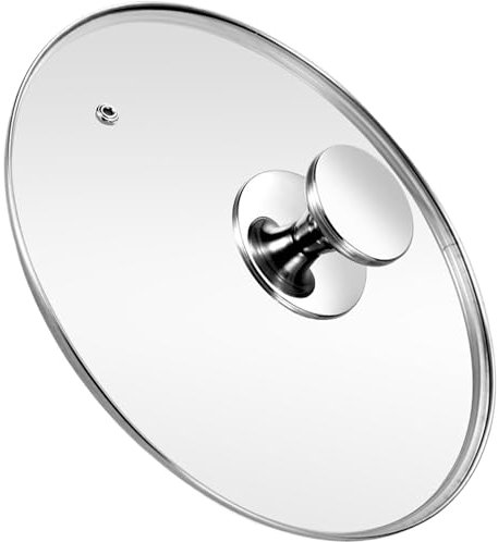 Tapa de sartén transparente Tapa de vidrio de vidrio templado de 12 pulgadas con borde con borde de acero inoxidable, manejar la tapa de wok anti-crack y anti-explosión para macetas, sartenes y sarte