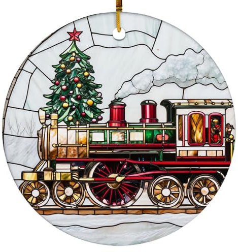 Runde Weihnachtsbaum Deko Polar Express Zug Ornamente Weihnachten Deko Anhänger Keramik Xmas Keramik Retro Weihnachtsdeko Für Fenster Weihnachtsbaum Geschenk