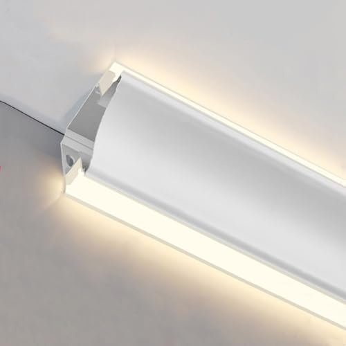 WhamtL Corniche LED Plafond Moulage de La Couronne Légère LED, Éclairage Indirect à Double Côté, Couvoirs de Plinthe de Canal à LED Métallique Monté en Surface, Longueur Personnalisée