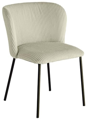 Riess Ambiente Design Stuhl Lyon - Mint Cord - Schwarze Metallbeine - Esszimmerstuhl ohne Armlehne