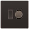 BG Black Nickel Screwless 2 Gang Switch 1x Trailing Edge LED Dimmer 1x 2 Way