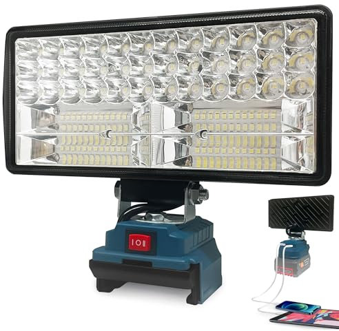 L1NXIXI Lampe LED sans fil pour système de batterie Bosch 18 V, 90 W 6800 lm, projecteur de chantier LED avec USB + type C, projecteur sans fil pour éclairage de travail, chantier, réparation