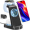 Wireless Charger 3 in 1, bakibo Wireless Charging Station Dock Stand for i Phone 16/15/14/13/12/11 Watch 10/9/8/7/6 Pro Max Plus, Air-Pods 3/2/1/pro (with Adapter), Black
