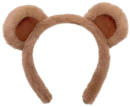 Bohue Brown Bear Ears Headband Plush Animal Ears Headband Fluffy Soft Makeup Headbands Washing Face Halloween Costume for Women