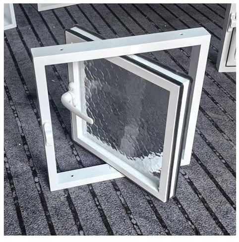 XPLKQXE Finestre Ventilazione Illuminazione in Lega Alluminio Seminterrati, Finestra Rettangolare Girevole A 360°Capannoni, Finestra Case Mobili Vetrocemento(40x30cm)