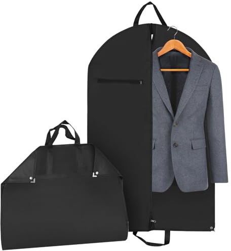 QWORK® Kleidersack Kurz 100x60cm - Faltbare & Atmungsaktive Kleiderhülle mit Reißverschlusstasche - Anzugtasche für Anzug, Jacke & Hemd