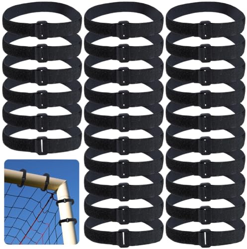 GORGECRAFT 30Pcs Soccer Goal Net Attachment Straps Trap Soccer Net Fastener Black Hook and Loop Fastening Ties for Holding Placement Nets to the Goal Posts Sports Football Training Cable Organization