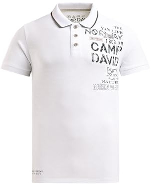 Camp David Herren Poloshirt mit Vintage Prints