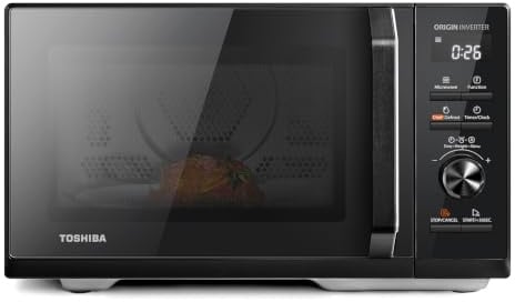Toshiba 6-in-1 Microonde Combinato con AirFry, 26 Litri, Chef Defrost, 10 Livelli di Potenza, Menu Automatici, Microonde 900W, Grill 1000W, Nero-MW3-AC26SFI(BK)