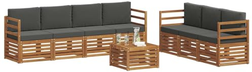 vidaXL Sofagarnituren 8 pcs Natur und Anthrazit Massivholz Akazie, Moderne Garten-Sofa-Ecke, Bequeme Sitzgruppe für Terrasse, langlebig und stylisch
