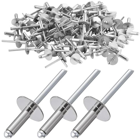50 Piezas Remaches Ciegos con Brida Grande 6mm, Remaches Pop de Cabeza Grande de Aluminio, Remaches Matricula Coche para Carpintería, Muebles, Chapa, Vehículos Motor, Industria(6X20X16mm)