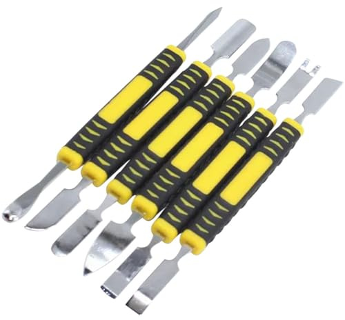 PAMINGONO Kit de Réparation pour Téléphone Portable Outils de Levier en Acier Inoxydable 6 Pièces Design Antidérapant et Dureté, pour Démontage de Laptops et Mp3
