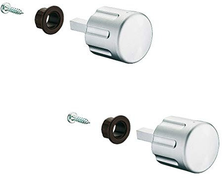 Gedotec Bouton Rotatif - Serrure Poussoir Caravane - Boutons de Meubles Vissables en Plastique Chromé Mat avec Goupille Carrée - L. 28 mm - Poignée de Porte Design - Acier Galvanisé - 2 Pièces