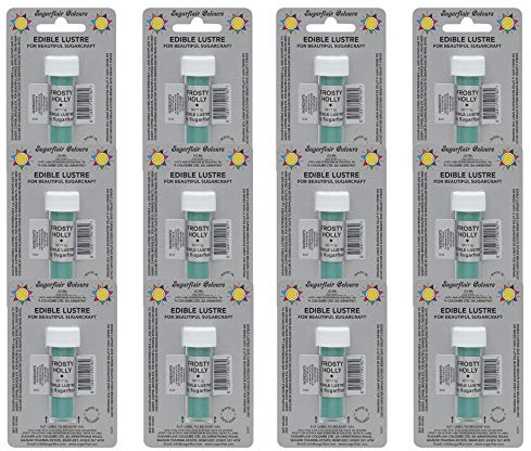 12 x Sugarflair Edible Frosty Holly Lustre Dust Powder Food Cake Icing Colour