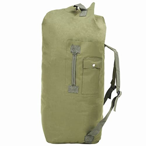 vidaXL Seesack Düffelbeutel Wandertasche Reisetasche Bundeswehr Transportsack Packsack Armee Army Style Campen Wandern 85L Olivgrün