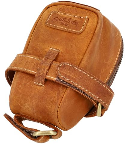 Gusti Fahrradtasche Leder - Gino B. Satteltasche Schlauchtasche für Werkzeug Ledertasche Vintage Braun Klein Fahrradzubehör