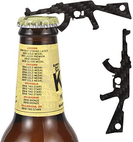 CRMPro Carbon Fiber Bottle Opener 2 Pack, Ultralight Keychain Bottle Openers for Outdoor Campaign Bar Restaurant, Portable Wine Opener Best Gift for Men Soldier