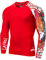 LAFROI Herren Langarm UPF 50+ Kompressionsshirt Rash Guard-CLYYB (Asymmetric Red Fire,LG)