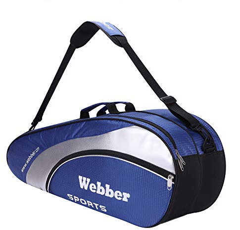 Qchomee Badminton Schlägertasche Schlägerhülle Multifunktionale Tasche Große Kapazität mit Verstellbarem Schultergurt & Tragegriff Squash Tennis Racket Bag