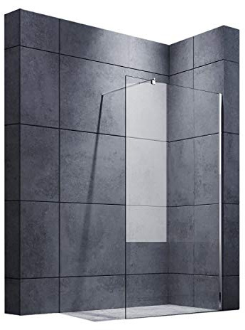 SONNI Duschtrennwand 110x200 cm Walk in Duschwand mit einstellbar Stabilisator (70-120 cm)