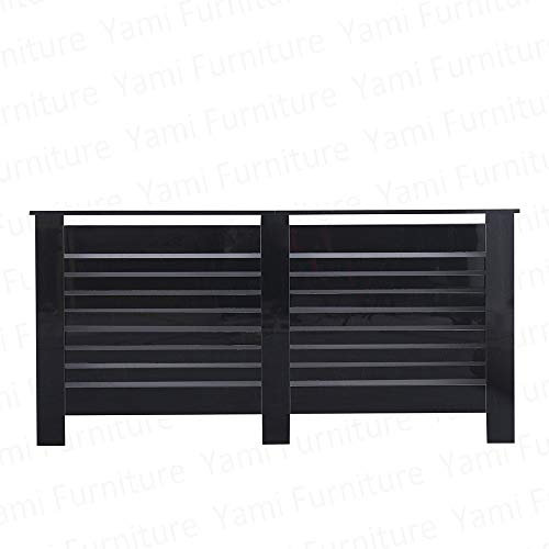 Yaermei Livingroom Kitchen Hallway Classy Highgloss Radiator Covers Decorative Cabinet 3 Colors 4 Sizes Horiz Slat UK Stock (XL, Highgloss Black)