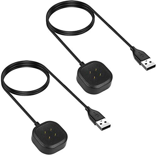 TECHGEAR 2 Stück USB Ladekabel Kompatibel mit Fitbit Versa 3 / Fitbit Versa Sense, USB Lade Kabel Power Cradle Dock Station Kompatibel mit Fitbit Versa 3 / Versa Sense SmartWatch