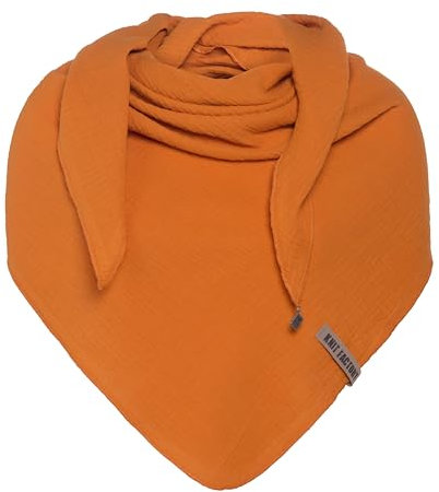 KNIT FACTORY - Liv Dreieckstuch - Tuch Schal für Damen - Weiches Musselintuch - Für Frühling und Sommer - 100% Bio-Baumwolle - Rost