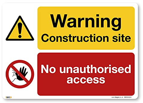 Cartello di sicurezza in vinile autoadesivo, per edilizia, ristrutturazione, cantiere, cantiere