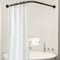 Misounda Duschvorhangstange L Form Ohne Bohren Ecke Badewanne Edelstahl Teleskopstange 70-100x90-120cm mit 18 Stück Duschvorhangringe, für Garderobe Badezimmer Umkleidekabine Eckduschstange