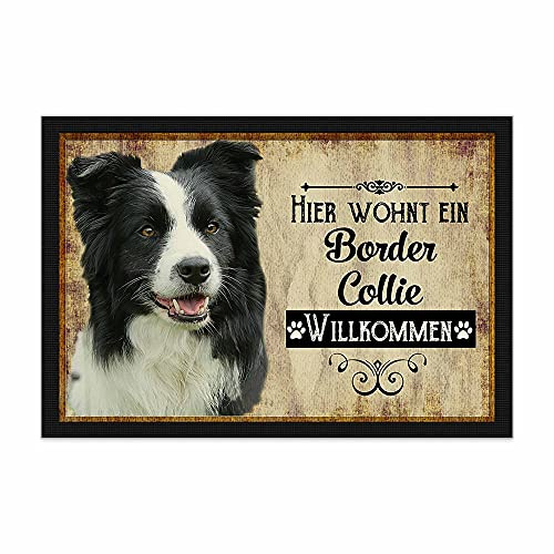 Print Royal Fußmatte Haustiere mit Hundebild Border Collie - Geschenkidee für Hundefreunde und Hundebesitzer - Größe 60 x 40 cm