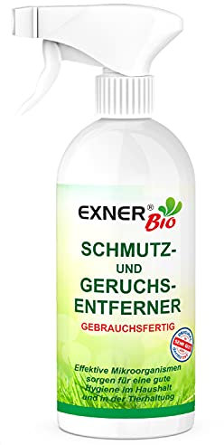 Exner Bio Geruchsentferner & Fleckenentferner - Mit Mikroorganismen gegen Flecken und Gerüche - für Haustiere, Haushalt und Ihr Auto, 100% natürlich & schonend - 500 ml Sprühflasche