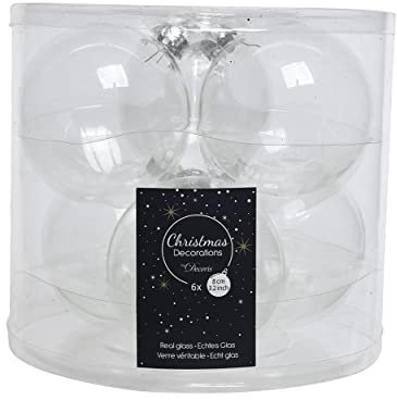 6 Christbaumkugeln 8cm Transparent / Klar // Weihnachtskugeln Weihnachtsschmuck Weichnachten Deko Baumkugeln Dekokugeln Kugeln Dose