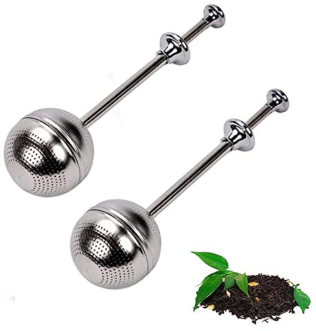 Alihoo 2 Stück Teesieb, Teesieb Teefilter für Tasse - Teesieb mit langem Griff aus 304 Edelstahl für losen Tee und Mulling Gewürze