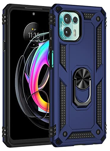 BestST Cover per Motorola Moto Edge 20 Lite,+ Vetro Temperato, Custodia Antiurto Armor Cover a 360°Girevole Ring Hybrid Bumper TPU Case Grado Militare Protettiva Shell,Blu