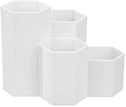 Porte- hexagonal pen maquillage brosse En Plastique vase pot Brosse stylo porte-crayon pinceau stockage Organisateur pour Le Bureau blanc