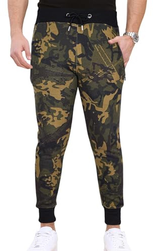 A2Z Mens Fleece Jogging Bottoms Joggers 2 Tone Exercise - Fleece Trouser M01 Camo Green XL