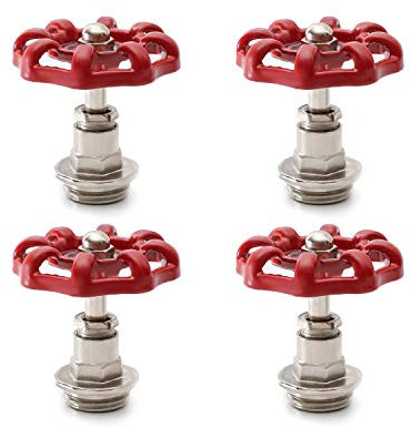 Red Industrial Pipe Plug Handwheel, Retro Antique Decorative Pipe Fittings for Steam-punk Vintage Shelf Bracket DIY Plumbing Pipe Decor Furniture (4, 1/2 Inch)