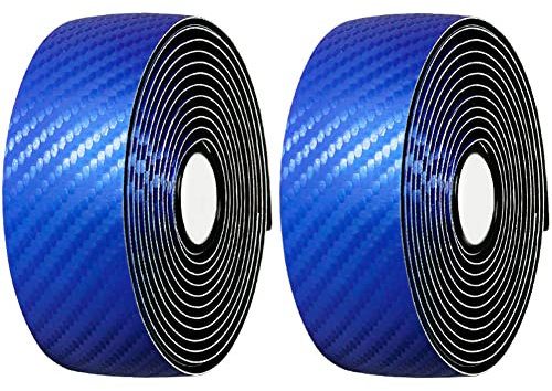 MoreChioce Fahrrad Lenkerband, 2 Stück Fahrrad Lenkerbänder Wraps Anti-Rutsch Atmungsaktiv PU Leder Lenkerband Abklebeband mit 2 Lenkerstopfen für Mountainbike Rennrad,Blau