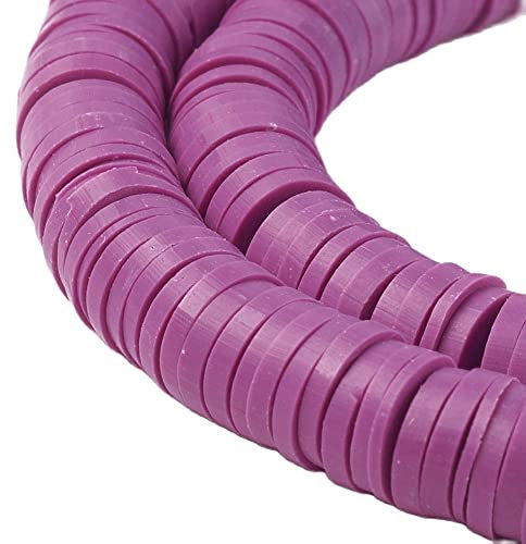 Bestewelry 3800–4000 Stück 6 mm Tonperlen flach rund handgefertigt Polymer Ton Perlen Disc Heishi Spacer Perlen Medium Orchidee für hawaiianische Ohrringe Choker Fußkettchen Armband Halskette